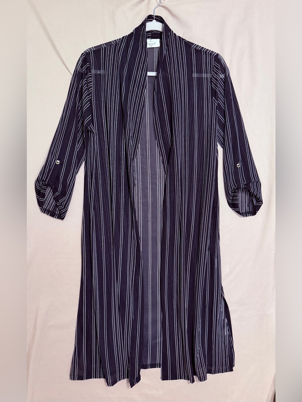 Striped Navy Swim Coverup Duster